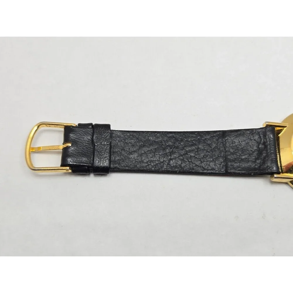Martell Cognac Black Dial Diamond Accent Gold Tone Quartz Watch New Battery